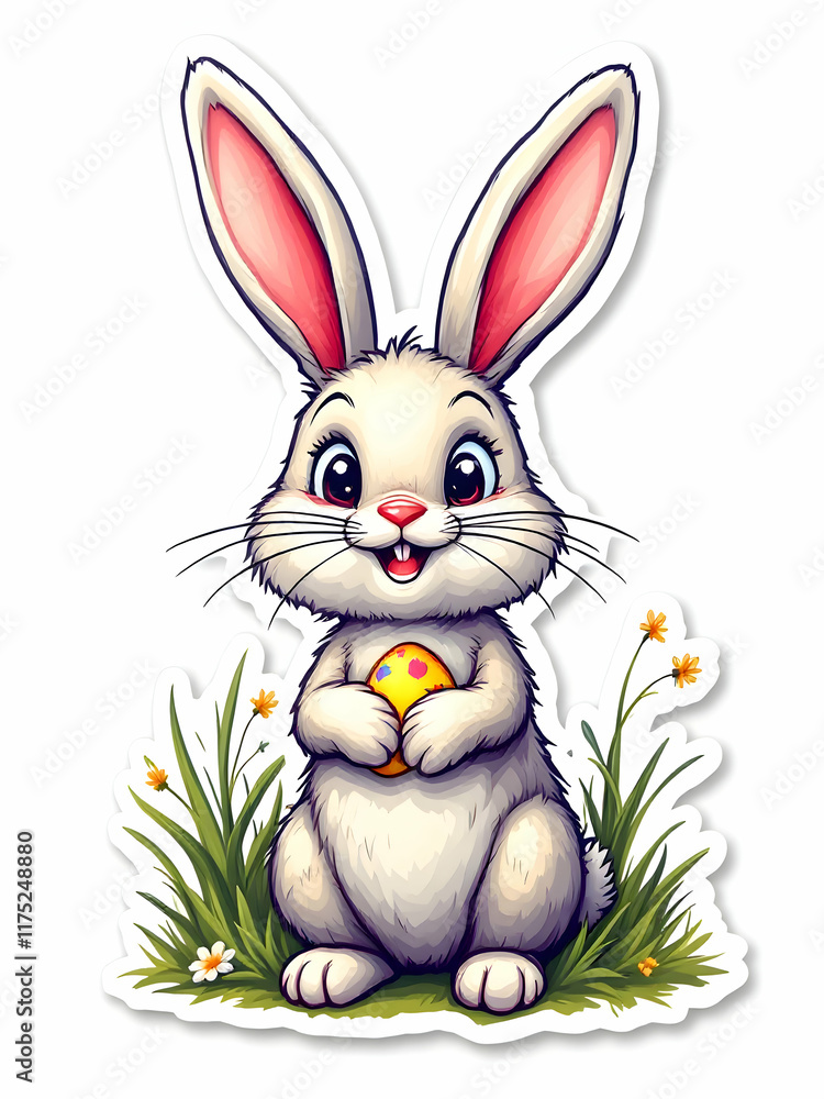 Fototapeta premium Easter bunny with eggs sticker