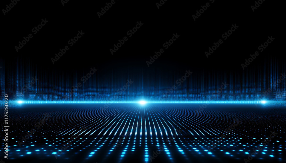 Obraz premium Dynamic blue spectrum lights tech black party club neon lights abstract wave technology background for webside degine