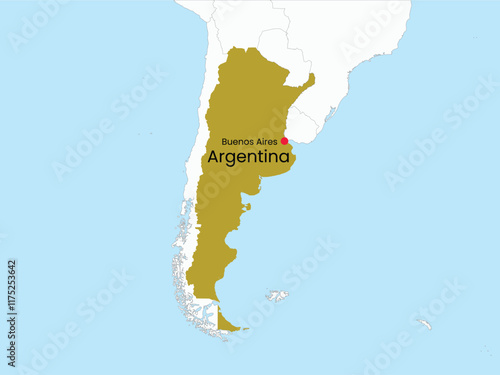 High detailed map of Argentina. Outline map of Argentina. South America