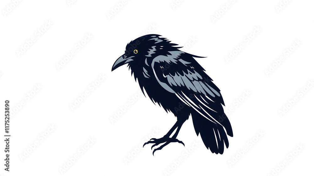 Fototapeta premium Mysterious crow logo design on white background.&nbsp;Generative AI