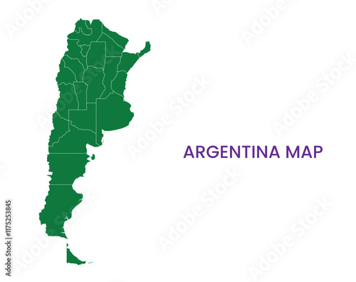 High detailed map of Argentina. Outline map of Argentina. South America