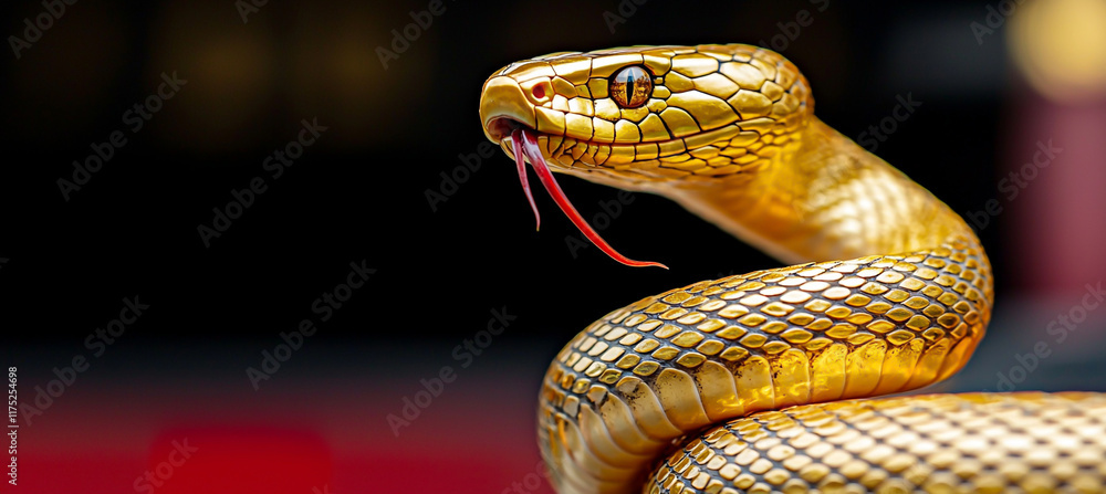 Fototapeta premium Golden snake reptile scales wildlife gold animal nature