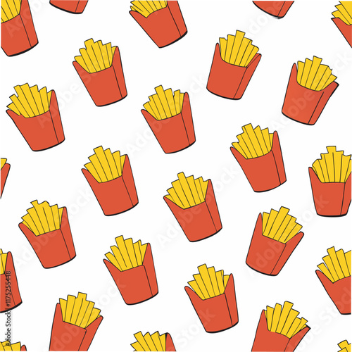 Seamless pattern of french fries with doodle style 