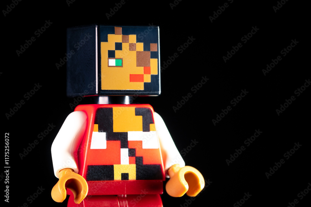 Fototapeta premium LEGO Minecraft Woman pirate on the black background
