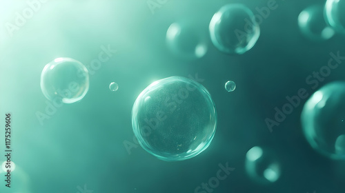 Wallpaper Mural A stunning close-up view of floating bubbles in a serene blue background, highlighting their delicate beauty. Torontodigital.ca