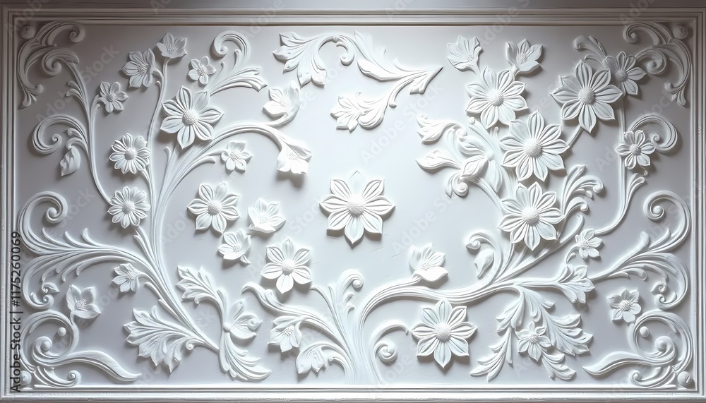 Stucco Relief with White Florals Stucco Relief with White Florals
