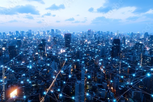 Wallpaper Mural Hyperconnected Metropolis A Luminous Cityscape of Networked Infrastructure Torontodigital.ca