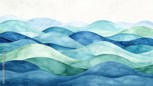 Wallpaper Mural Abstract Watercolor Landscape: Serene Ocean Waves Torontodigital.ca