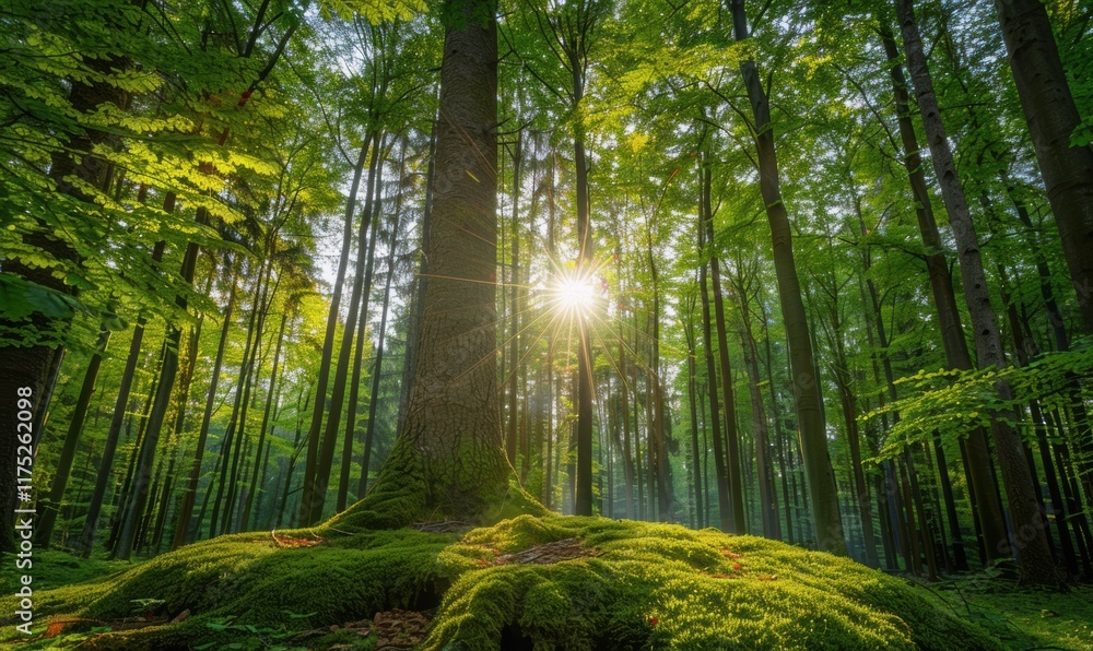 森林晨曦阳光树木自然风光树林背景