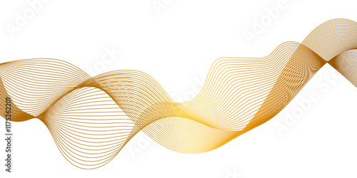 Luxurious gold spectrum line waves in a minimalistic style, white smooth element swoosh speed wave modern stream transparent background, Abstract Orange Wave Pattern background.