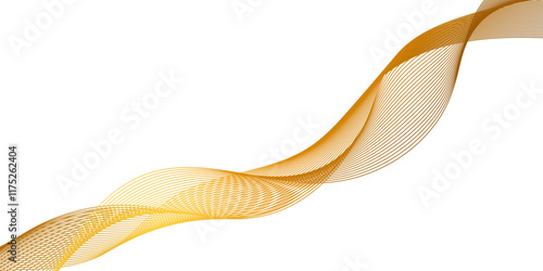Luxurious gold spectrum line waves in a minimalistic style, white smooth element swoosh speed wave modern stream transparent background, Abstract Orange Wave Pattern background.