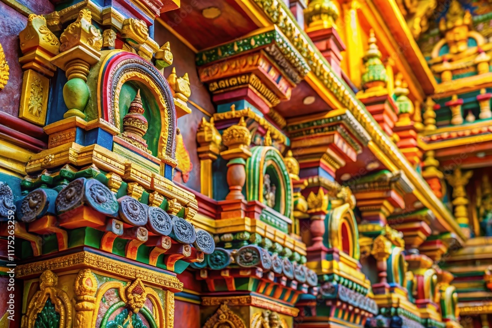 Fototapeta premium Sri Lanka Buddhist Temple Macro Photography: Intricate Details of Ancient Architecture