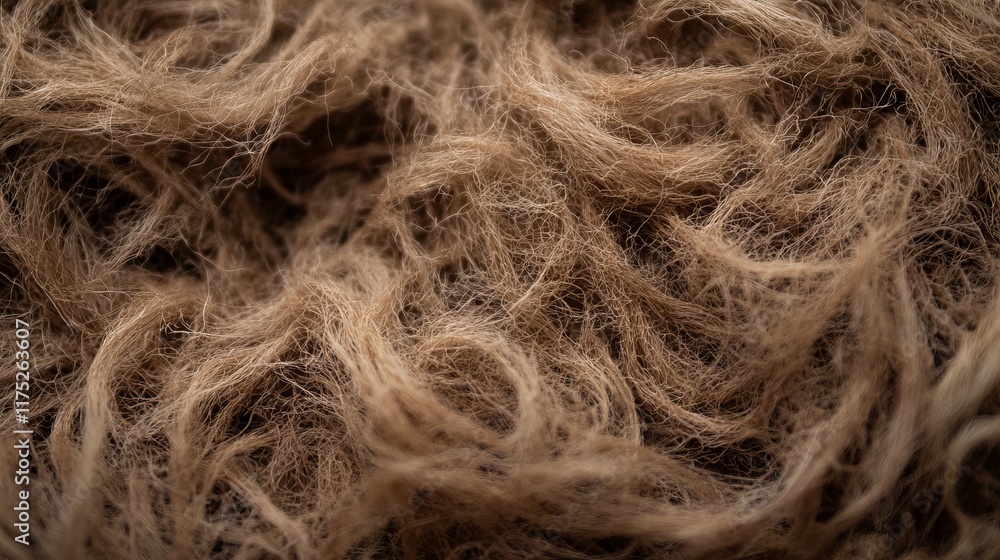 Obraz premium Close-up view of tangled light brown fibers. The texture is soft and the colors are muted.