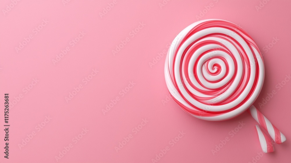 Colorful spiral candy on a pink background. , symbolizing Mockup and Prototype for Advertising. Colorful spiral candy on a pink background. , symbolizing Mockup and Prototype for Advertising.