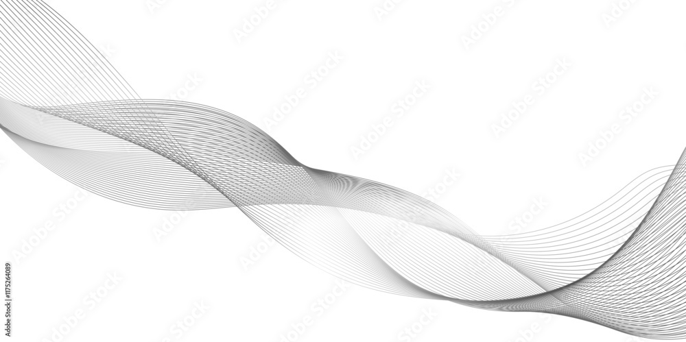 Fototapeta premium Abstract wave element for design, digital dynamic wave of particles., Abstract halftone background with a wavy surface made of gray , White gradient background with black waves line.