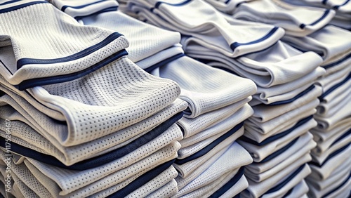 Stack of Blank Basketball Jerseys Ready for Custom Printing - High-Resolution Stock Photo photo