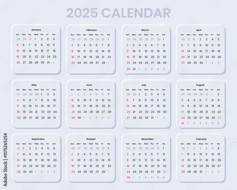 2025 Minimalist Calendar Design Futuristic and Elegant Style