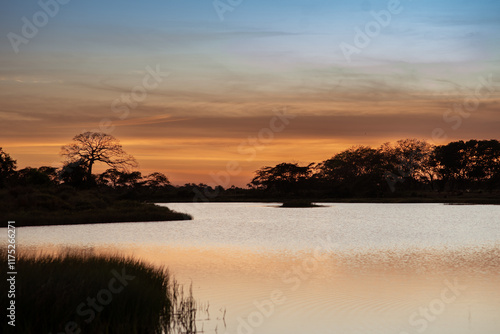 sunset over the river