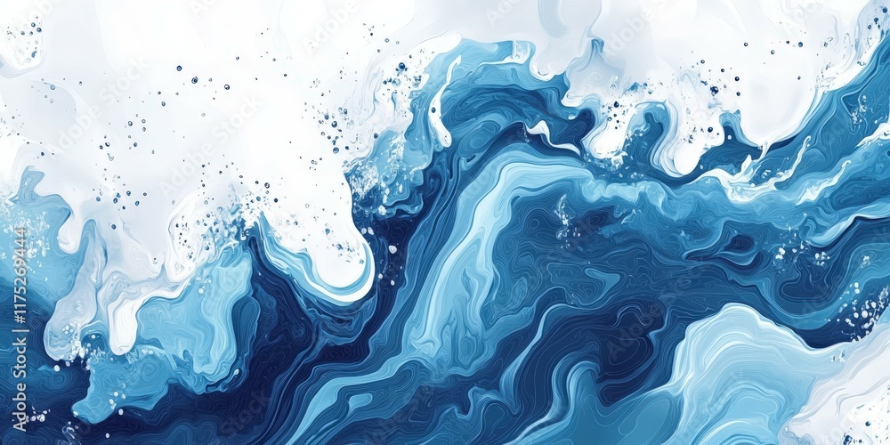 Dynamic ocean waves intertwining with white foam in vibrant blue hues Dynamic ocean waves intertwining with white foam in vibrant blue hues