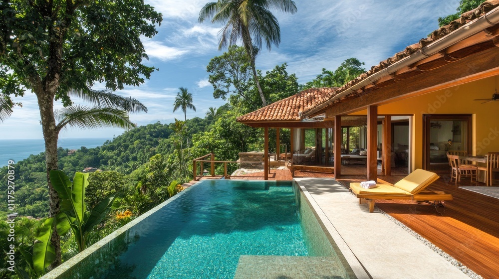Fototapeta premium Tropical Villa Infinity Pool Ocean View