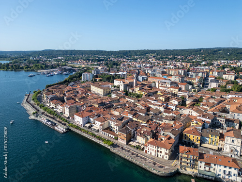 Bild auf Leinwand Arona at the Lake Maggiore in Northern Italy, Europe.