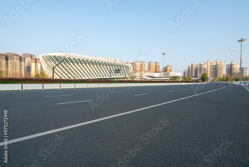 Modern architecture within highways and sports parks, Chengdu, China