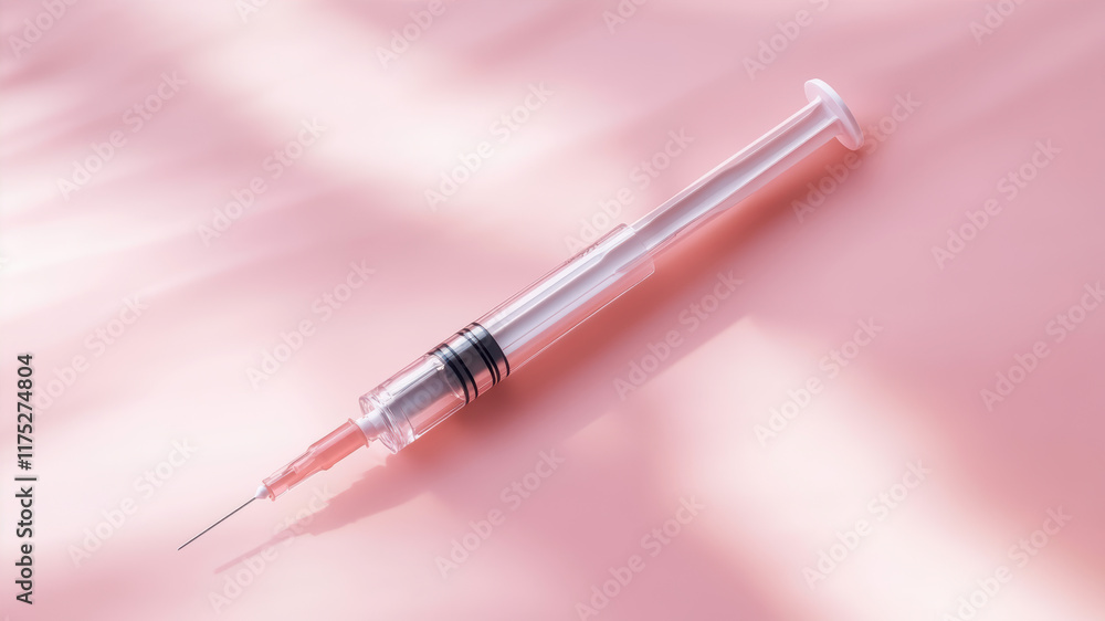 Fototapeta premium Injecting Hope With an Elegant Ozempic Injection Pen Resting on a Soft Pink Surface