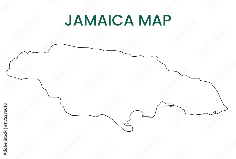 High detailed map of Jamaica. Outline map of Jamaica. North America High detailed map of Jamaica. Outline map of Jamaica. North America