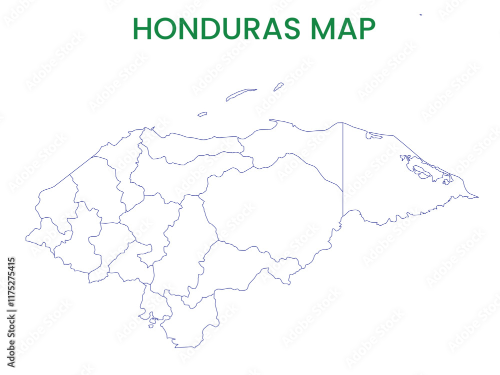Fototapeta premium High detailed map of Honduras. Outline map of Honduras. North America