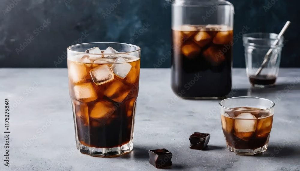 Refreshing americano iced in Glass, Perfect for Stock Photography Refreshing americano iced in Glass, Perfect for Stock Photography