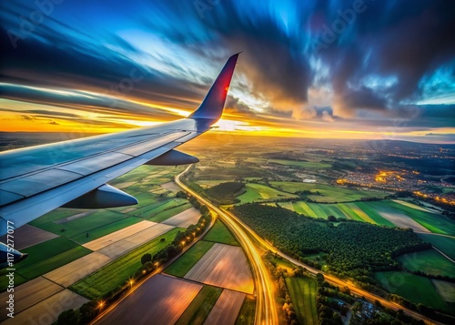 Stunning Long Exposure: Airplane Wing Over England, Gatwick Approach