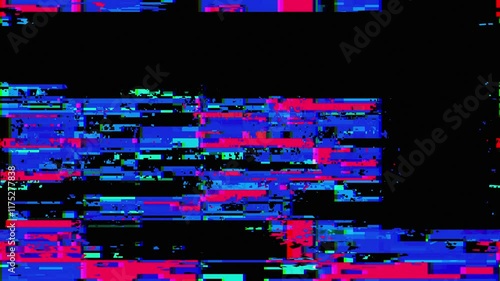 Digital Damage Glitch Noise Screen Overlay. Colorful abstract glitch. System damage