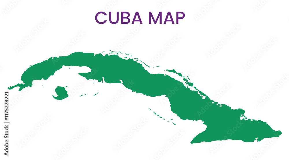 Obraz premium High detailed map of Cuba. Outline map of Cuba. North America