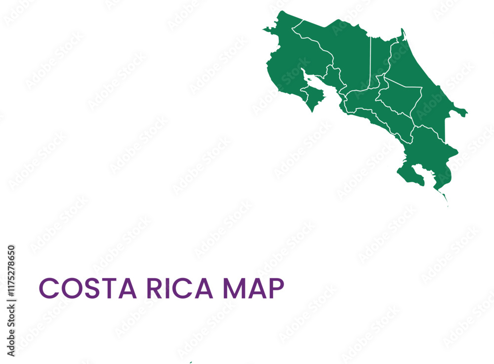 Fototapeta premium High detailed map of Costa Rica. Outline map of Costa Rica. North America