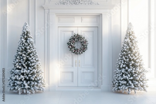 Snowy Christmas Entrance: White Christmas Decor photo