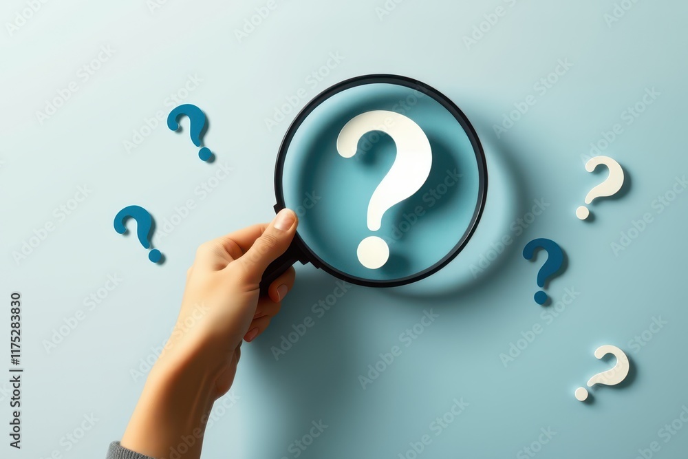 a person holding a magnifying glass with question marks a person holding a magnifying glass with question marks