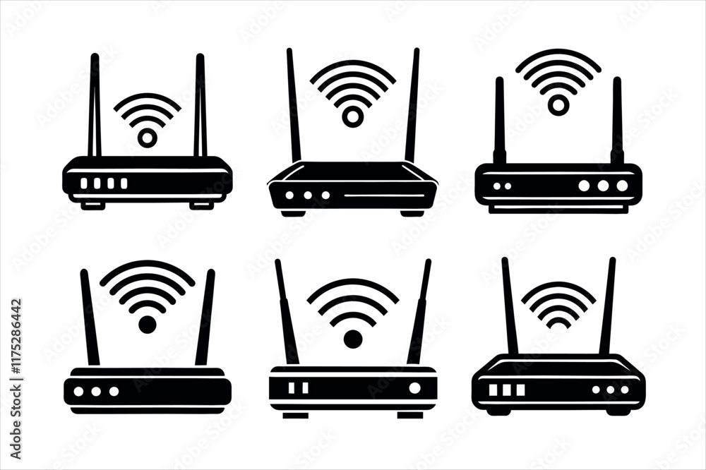 Wireless Router Icons set vector design Wireless Router Icons set vector design