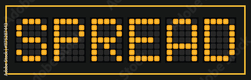 Orange color led banner in word spread on black background
