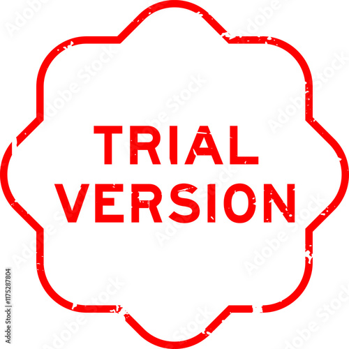 Grunge red trial version word rubber seal stamp on white background