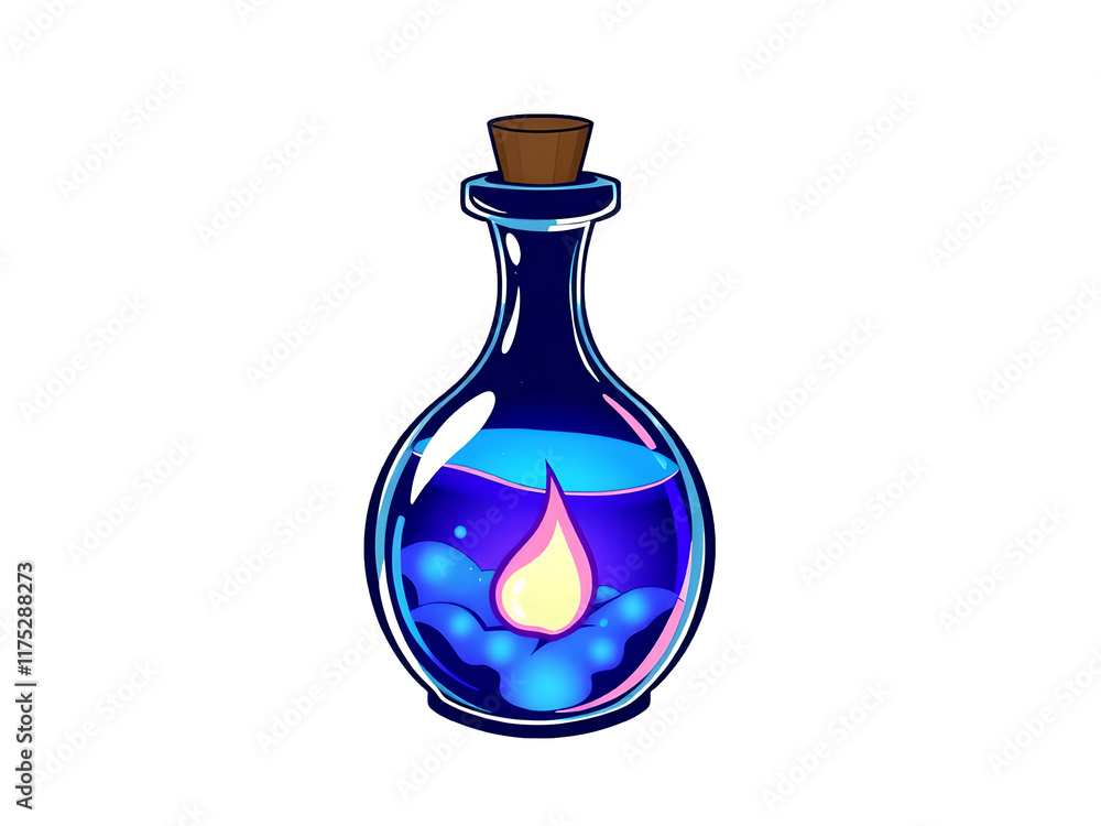 Anime Magic Potion: Glowing Liquid Sticker - Contour Vector Art on White Background Anime Magic Potion: Glowing Liquid Sticker - Contour Vector Art on White Background