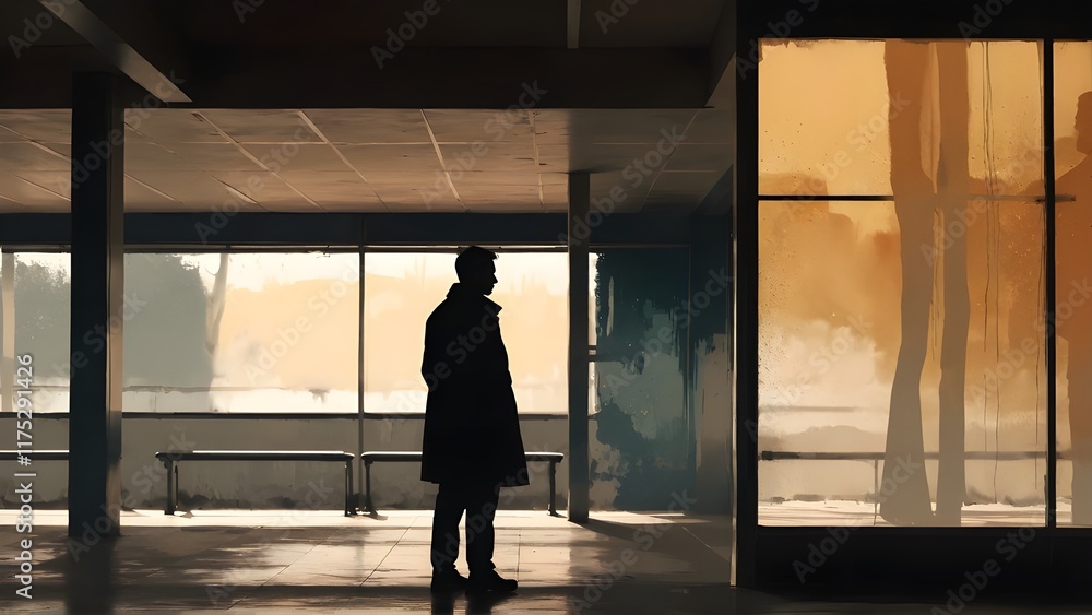 A silhouette of a lonely man A silhouette of a lonely man