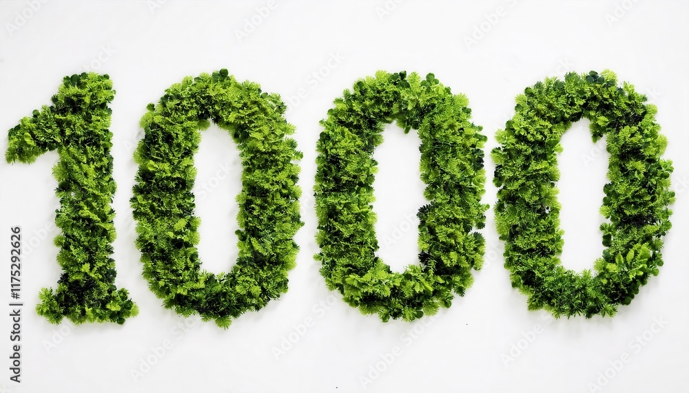 Lush Green Number One thousand 1000 Made from Fresh Leaves Symbolizing Sustainability, Nature Inspired Design, and Eco Friendly Concepts in Visual Art Lush Green Number One thousand 1000 Made from Fresh Leaves Symbolizing Sustainability, Nature Inspired Design, and Eco Friendly Concepts in Visual Art