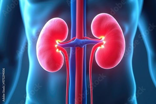 Medical Illustration of Human Kidneys — Highlighting Kidney Anatomy and Health Issues photo