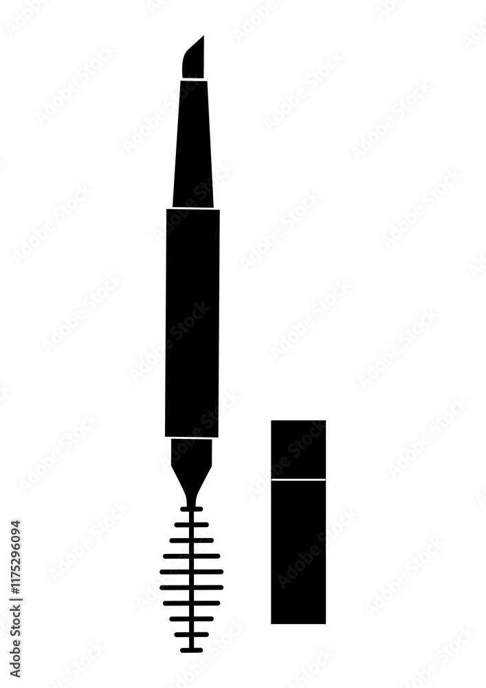 eyebrow pencil and brush 2 in 1 icon, sign, symbol of cosmetics beauty product tool eyebrow pencil and brush 2 in 1 icon, sign, symbol of cosmetics beauty product tool