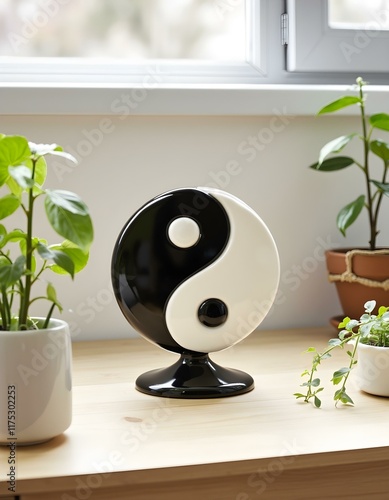 Yin-Yang Ceramic Sculpture for Balanced Home Décor create with ai