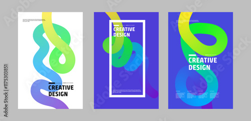 "Minimal abstract gradient covers". Colorful covers design set. wave fun bg. Applicable for design covers, pentation, magazines, flyers, reports, posters and business cards. Vector illustration