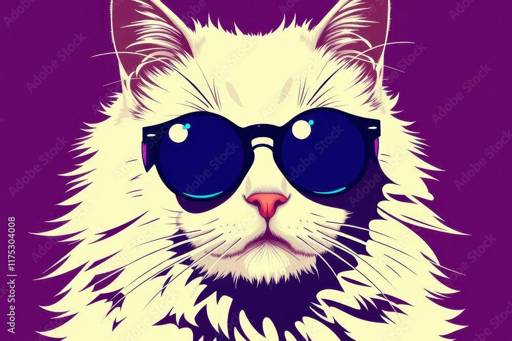 Fototapeta premium a white cat with sunglasses on its face
