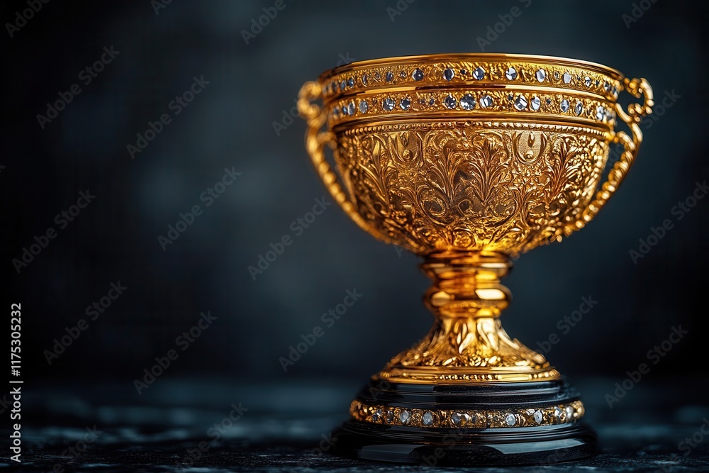 brilliantly polished gold trophy with elegant curves and intricate engravings set against a smooth dark backdrop that highlights its grandeur and celebratory essence brilliantly polished gold trophy with elegant curves and intricate engravings set against a smooth dark backdrop that highlights its grandeur and celebratory essence