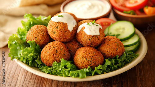 Delicious traditional middle eastern cuisine with falafel and fresh vegetables for cultural enrichment
