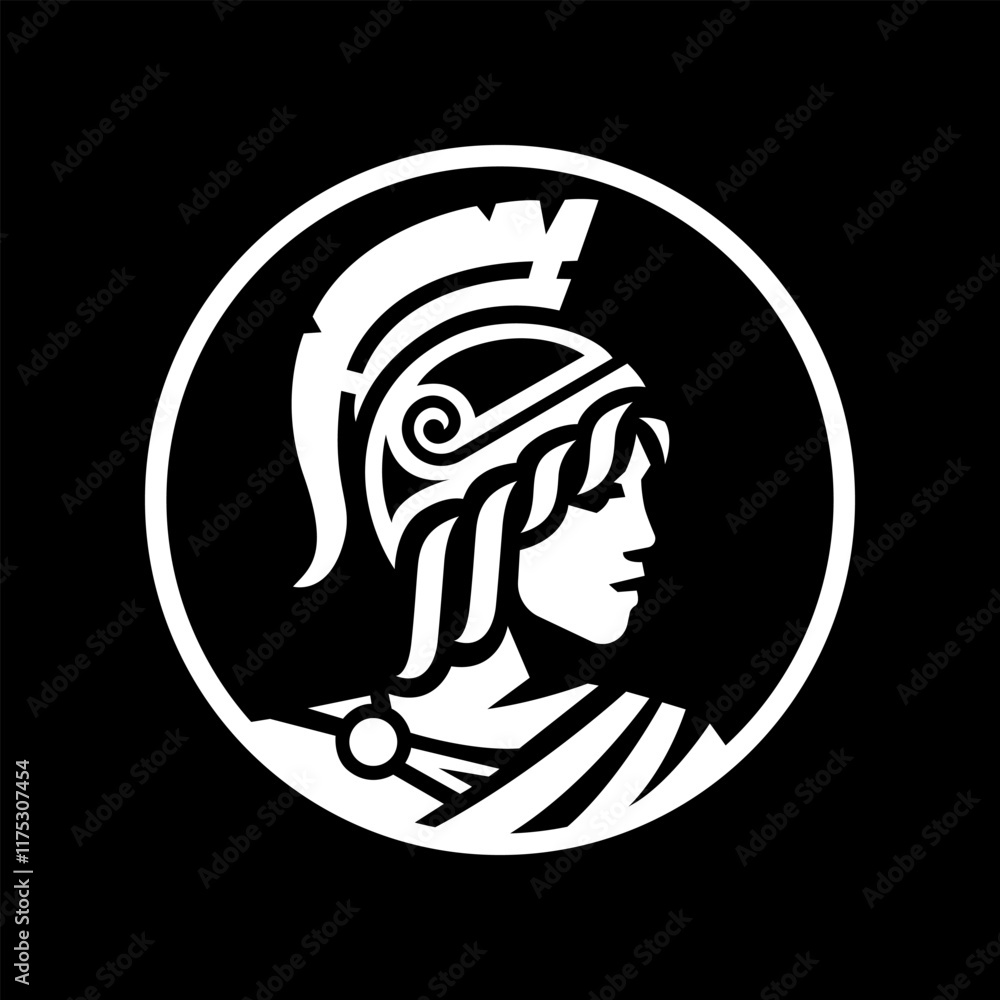 Obraz premium Athena. Greek goddess of war on a dark background.